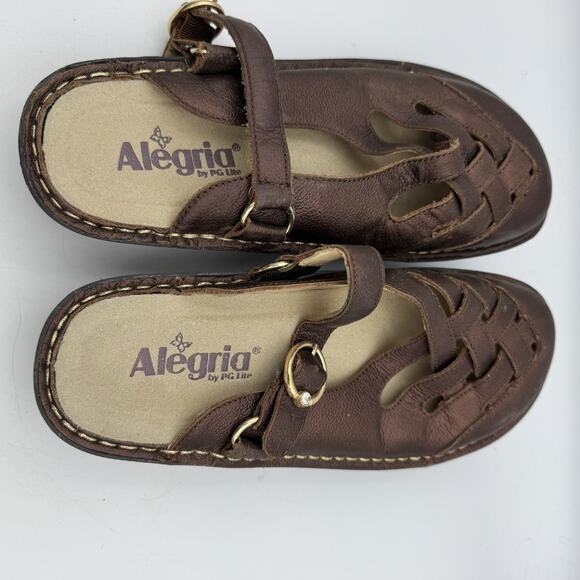Alegria PG Lite FRE-201 Metallic Bronze Leather Buckle Mules 39 8.5 US - Picture 6 of 9